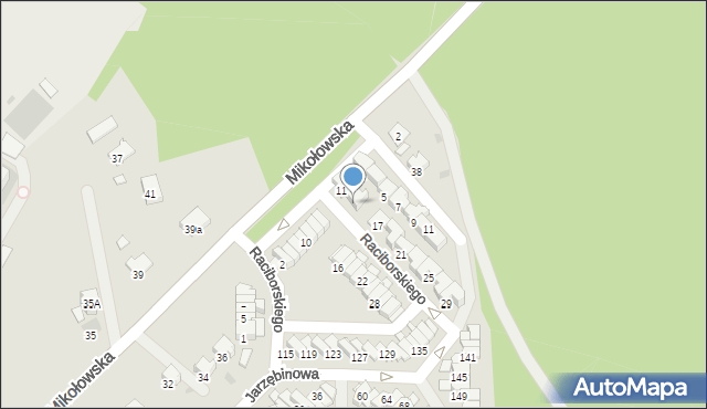 Żory, Raciborskiego, 13, mapa Żor