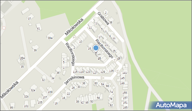 Żory, Raciborskiego, 24, mapa Żor