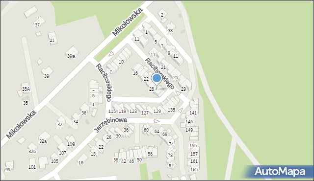 Żory, Raciborskiego, 30, mapa Żor