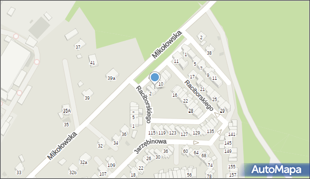 Żory, Raciborskiego, 6, mapa Żor