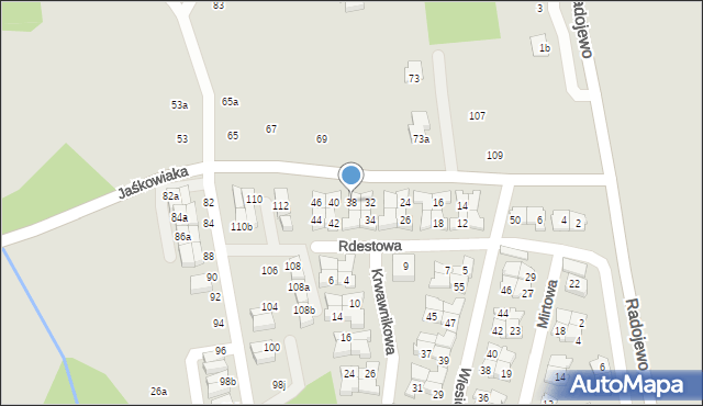 Poznań, Rdestowa, 38, mapa Poznania