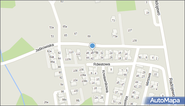 Poznań, Rdestowa, 40, mapa Poznania