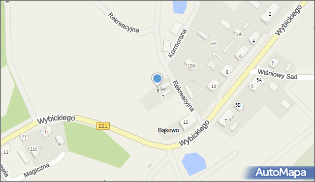 Bąkowo, Rekreacyjna, 9, mapa Bąkowo