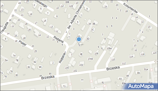 Biała Podlaska, Rejtana Tadeusza, 3, mapa Białej Podlaskiej