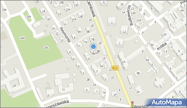 Biała Podlaska, Reymonta Władysława, 5A, mapa Białej Podlaskiej