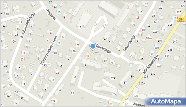 Bielsk Podlaski, Rejtana Tadeusza, 5, mapa Bielsk Podlaski