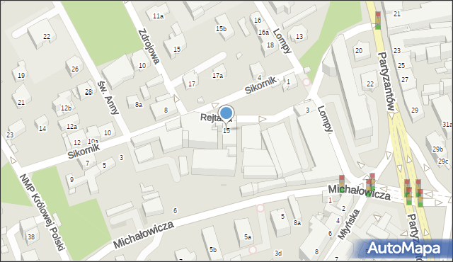 Bielsko-Biała, Rejtana Tadeusza, 15, mapa Bielsko-Białej
