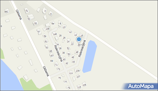 Biernatki, Rekreacyjna, 20, mapa Biernatki