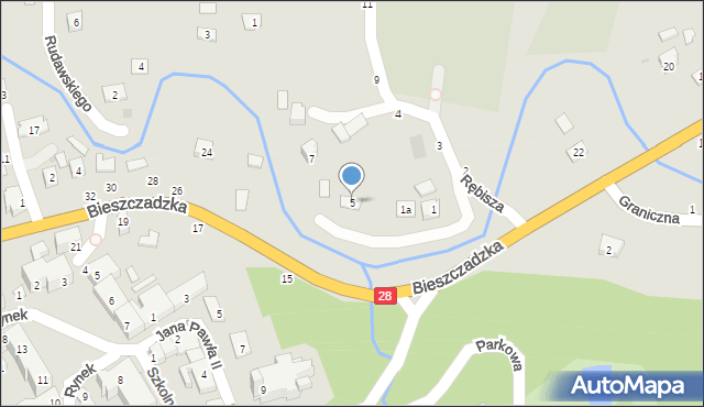 Bircza, Rębisza Franciszka, ks. prał., 5, mapa Bircza