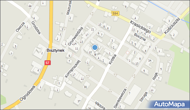 Bisztynek, Reymonta Władysława, 6, mapa Bisztynek