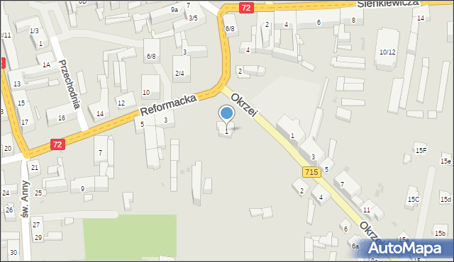 Brzeziny, Reformacka, 1, mapa Brzeziny