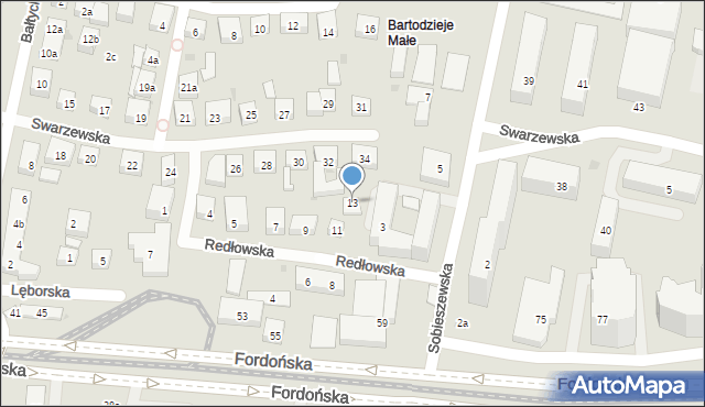 Bydgoszcz, Redłowska, 13, mapa Bydgoszczy