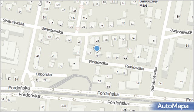 Bydgoszcz, Redłowska, 5, mapa Bydgoszczy