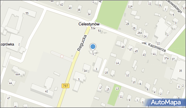 Celestynów, Regucka, 1, mapa Celestynów