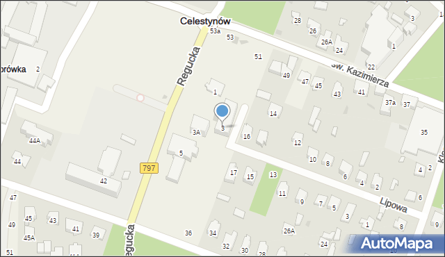 Celestynów, Regucka, 3, mapa Celestynów