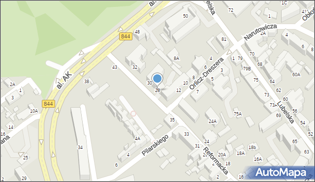 Chełm, Reformacka, 28, mapa Chełma