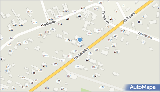 Częstochowa, Rędzińska, 115, mapa Częstochowy