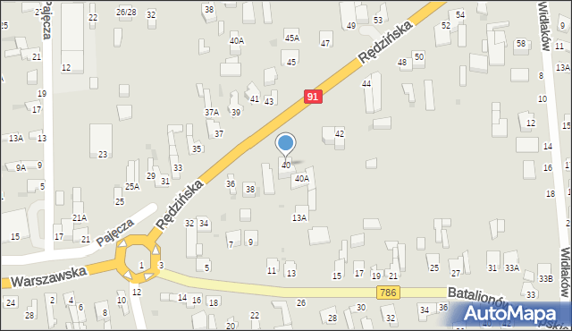 Częstochowa, Rędzińska, 40, mapa Częstochowy