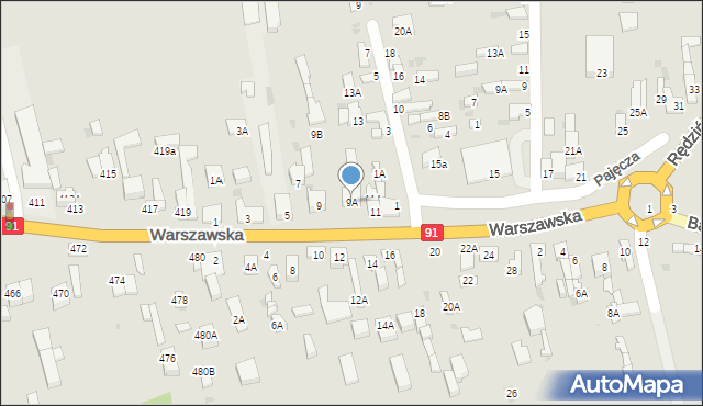 Częstochowa, Rędzińska, 9A, mapa Częstochowy