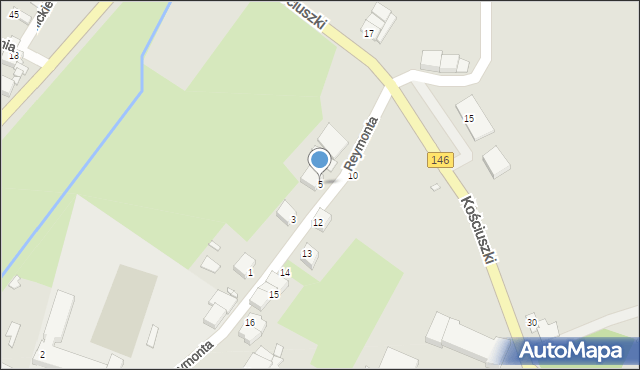 Dobra, Reymonta Władysława, 5, mapa Dobra