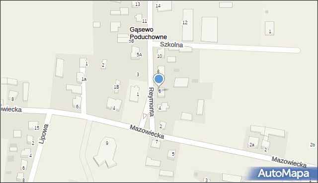 Gąsewo Poduchowne, Reymonta Władysława, 6, mapa Gąsewo Poduchowne