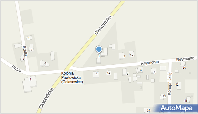 Golasowice, Reymonta Władysława, 1, mapa Golasowice