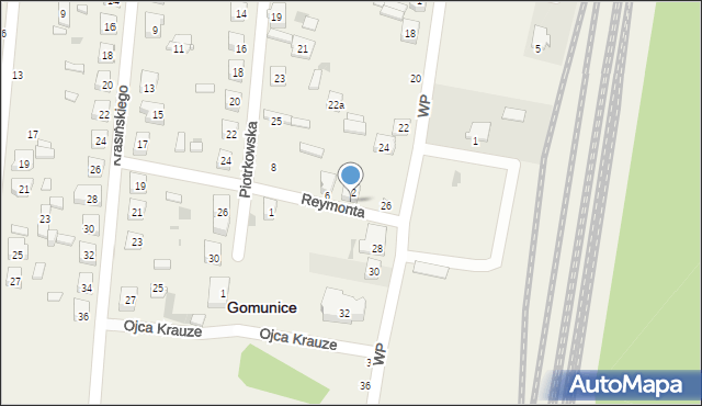 Gomunice, Reymonta Władysława, 4, mapa Gomunice