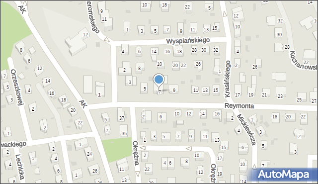 Gryfino, Reymonta Władysława, 7, mapa Gryfino