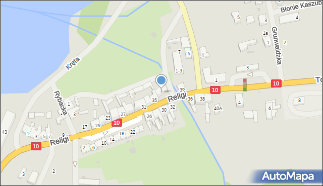 Kalisz Pomorski, Religi Zbigniewa, prof., 37, mapa Kalisz Pomorski