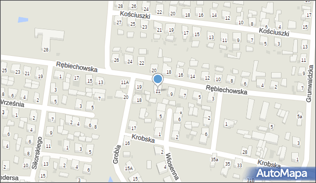 Kobylin, Rębiechowska, 11, mapa Kobylin