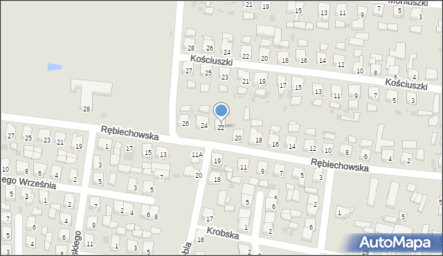 Kobylin, Rębiechowska, 22, mapa Kobylin