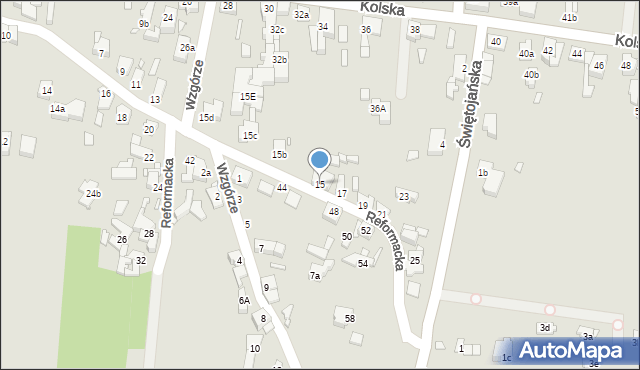 Konin, Reformacka, 15, mapa Konina