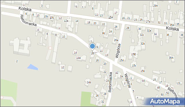 Konin, Reformacka, 16, mapa Konina