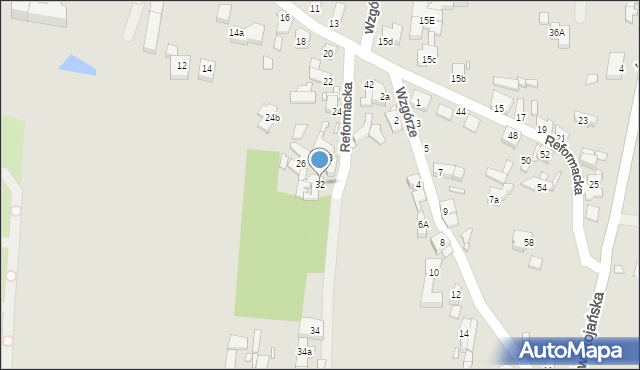 Konin, Reformacka, 32, mapa Konina