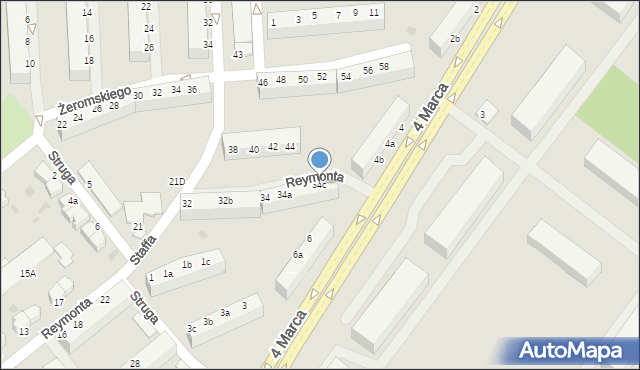 Koszalin, Reymonta Władysława, 34c, mapa Koszalina