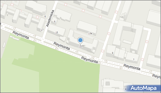 Kraków, Reymonta Władysława, 11, mapa Krakowa