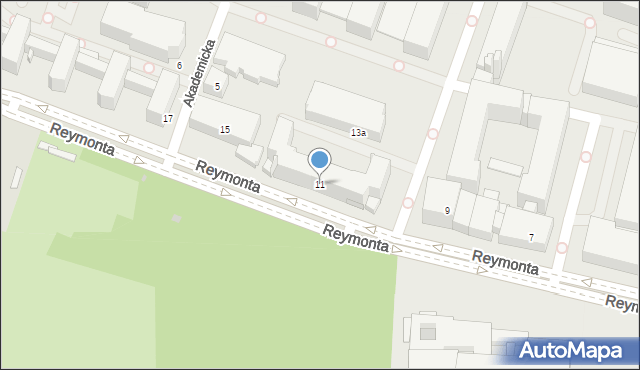 Kraków, Reymonta Władysława, 11, mapa Krakowa