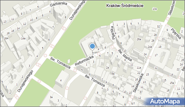Kraków, Reformacka, 2, mapa Krakowa
