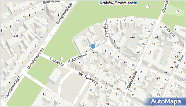 Kraków, Reformacka, 5, mapa Krakowa