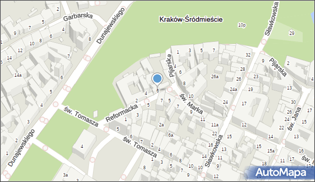Kraków, Reformacka, 6, mapa Krakowa