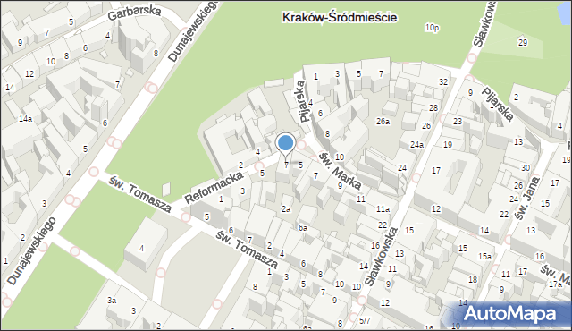 Kraków, Reformacka, 7, mapa Krakowa
