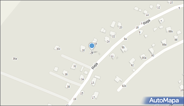 Krosno, Reja Mikołaja, 28, mapa Krosna