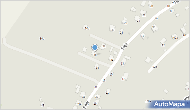 Krosno, Reja Mikołaja, 36, mapa Krosna