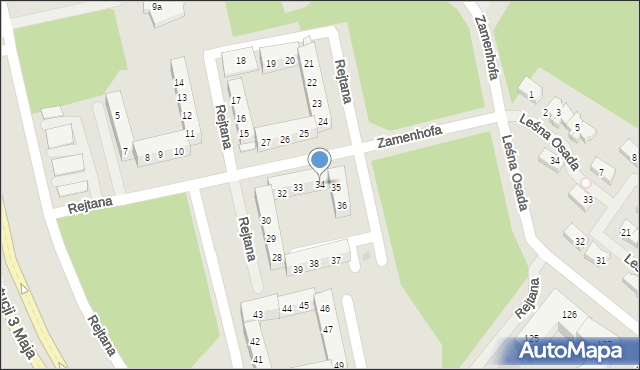 Leszno, Rejtana Tadeusza, 34, mapa Leszno