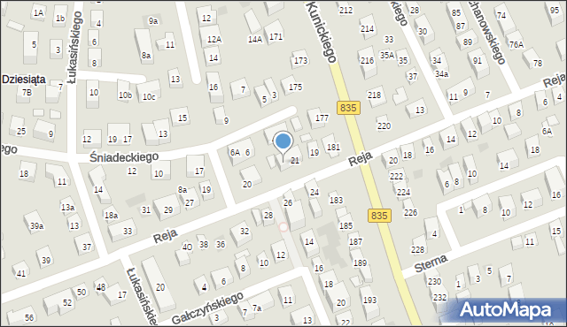 Lublin, Reja Mikołaja, 21a, mapa Lublina