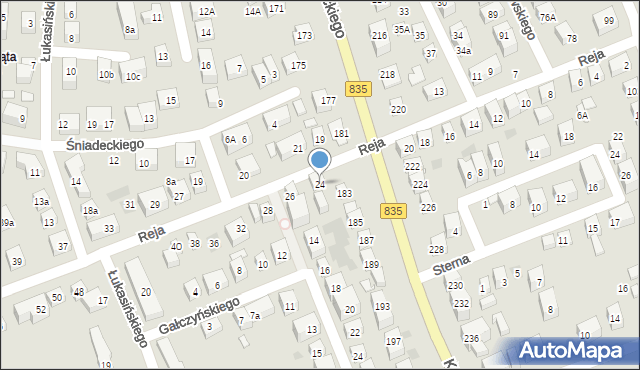 Lublin, Reja Mikołaja, 24b, mapa Lublina