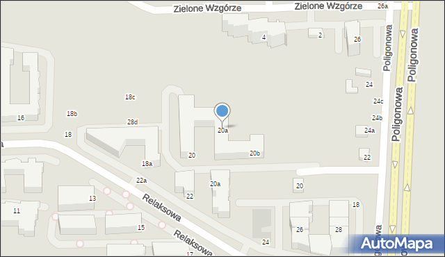Lublin, Relaksowa, 20a, mapa Lublina