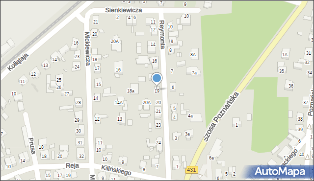Mosina, Reymonta Władysława, 19, mapa Mosina