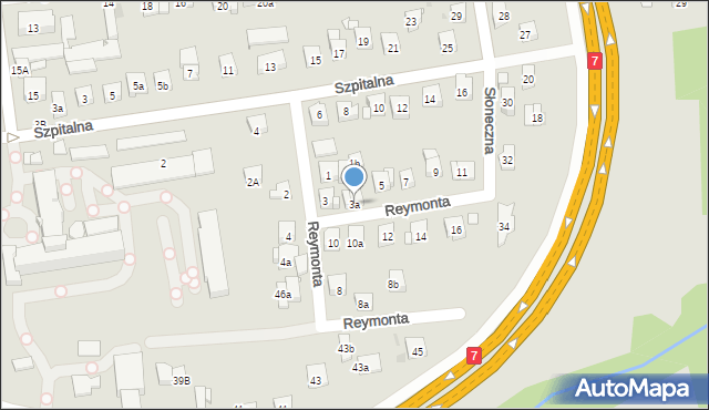Myślenice, Reymonta Władysława, 3a, mapa Myślenice