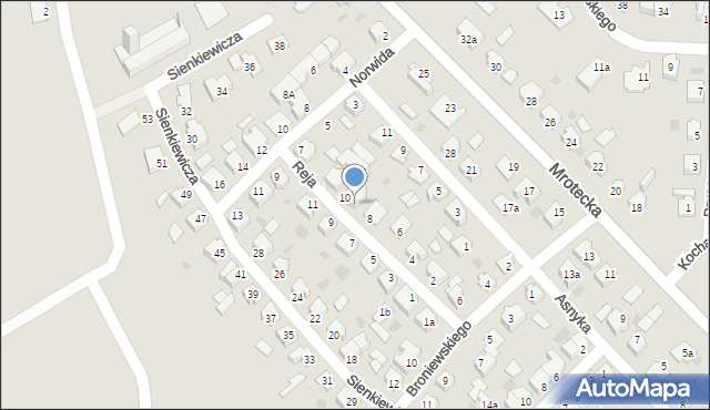 Nakło nad Notecią, Reja Mikołaja, 10a, mapa Nakło nad Notecią